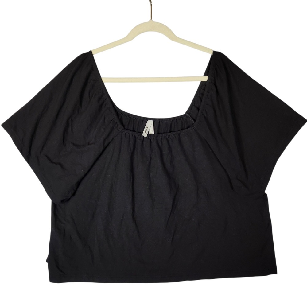 Pact Top XXXL Black Organic Cotton Short Sleeve Square Neck  Flutter Sleeve